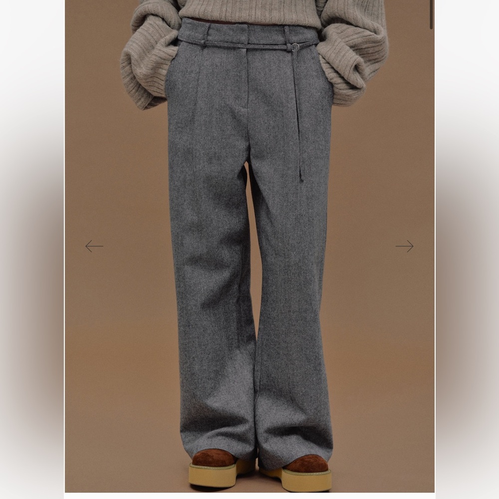 Source Unknown Belted herringbone trouser